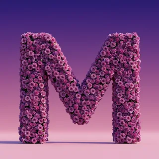 Purple rose — litera M