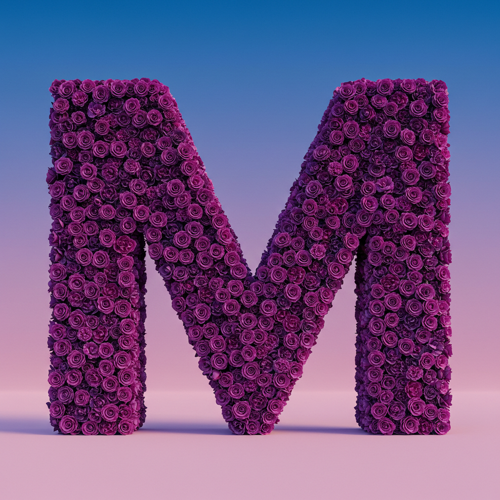 Purple rose — litera M (wariant 2)