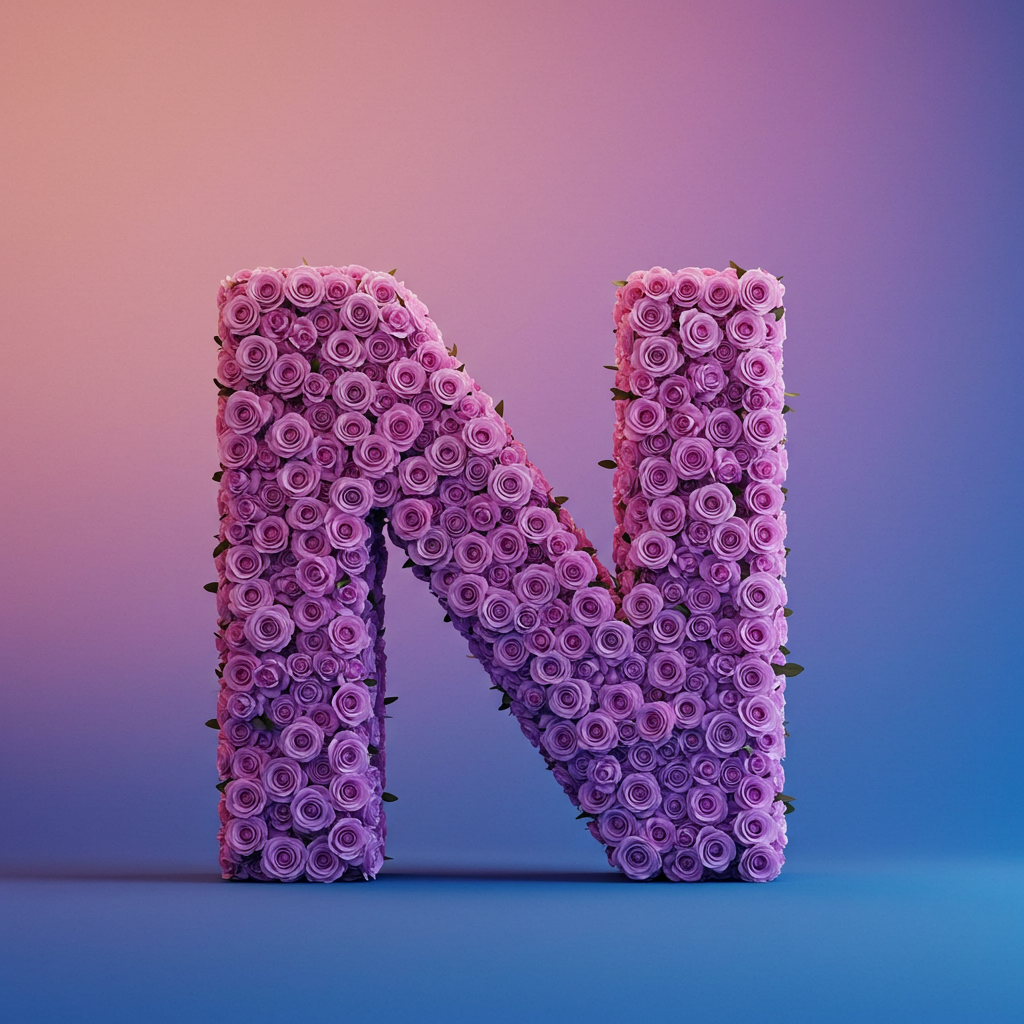 Purple rose — litera N