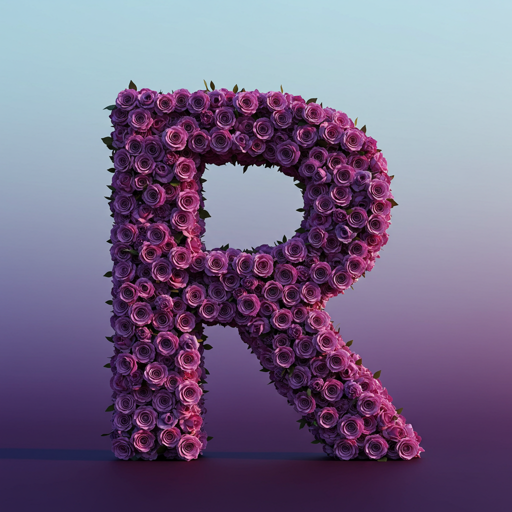 Purple rose — litera R