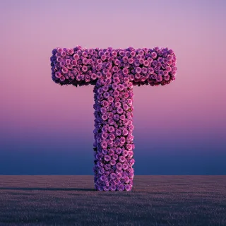 Purple rose — litera T (wariant 2)