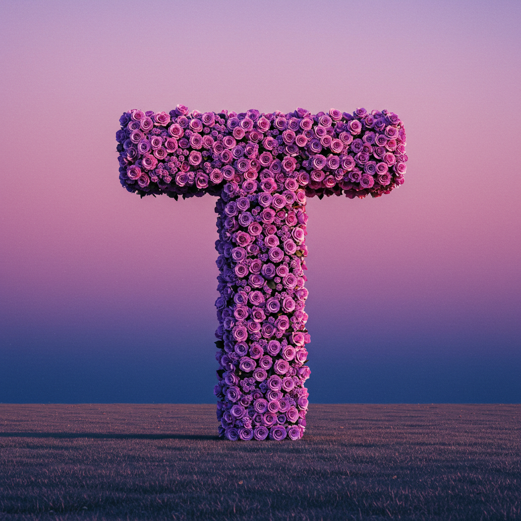 Purple rose — litera T (wariant 2)