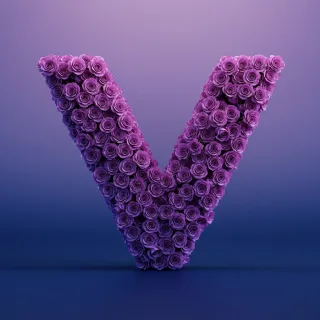 Purple rose — litera V (wariant 2)