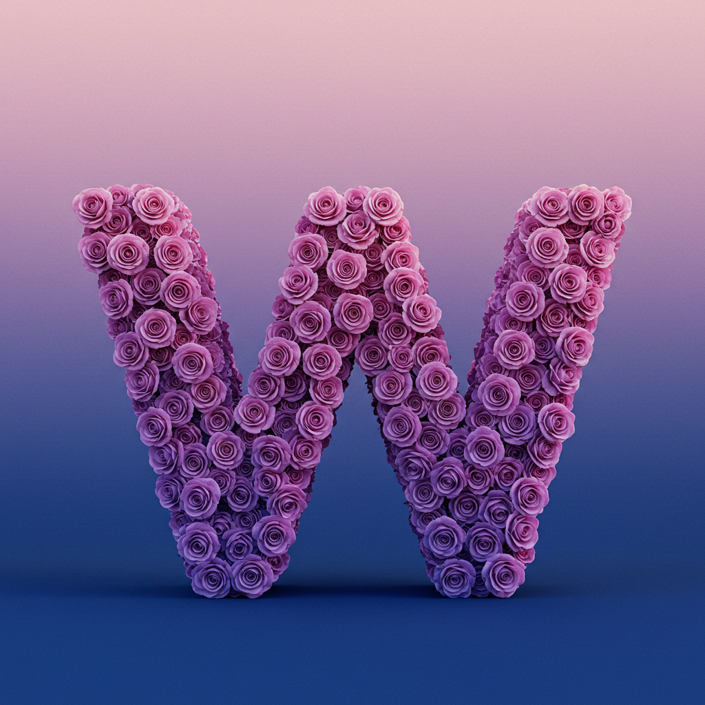 Purple rose — litera W (wariant 2)