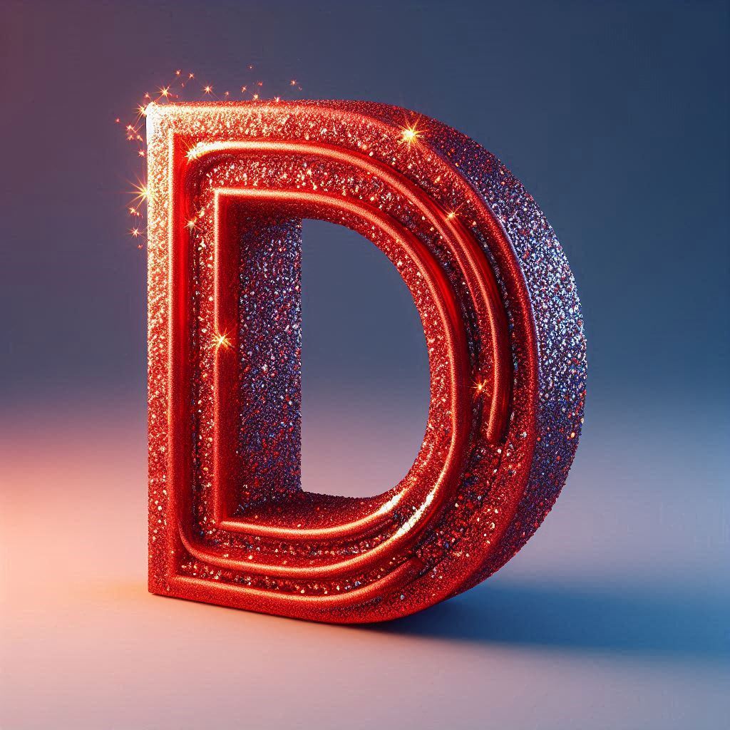 Red glitter — litera D (wariant 2)