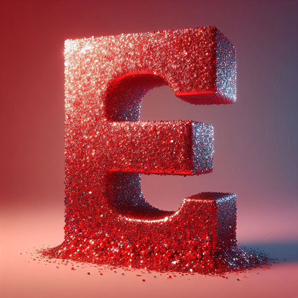 Red glitter — litera E