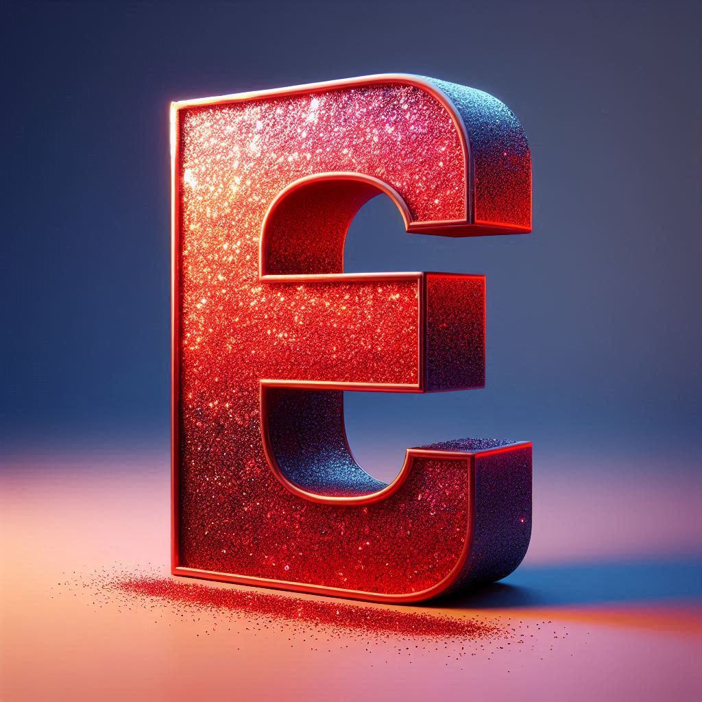 Red glitter — litera E (wariant 2)