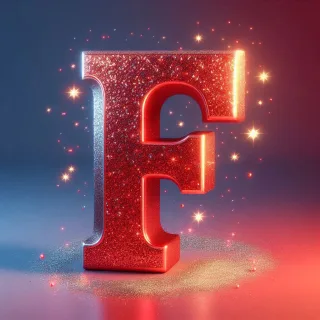 Red glitter — litera F (wariant 2)