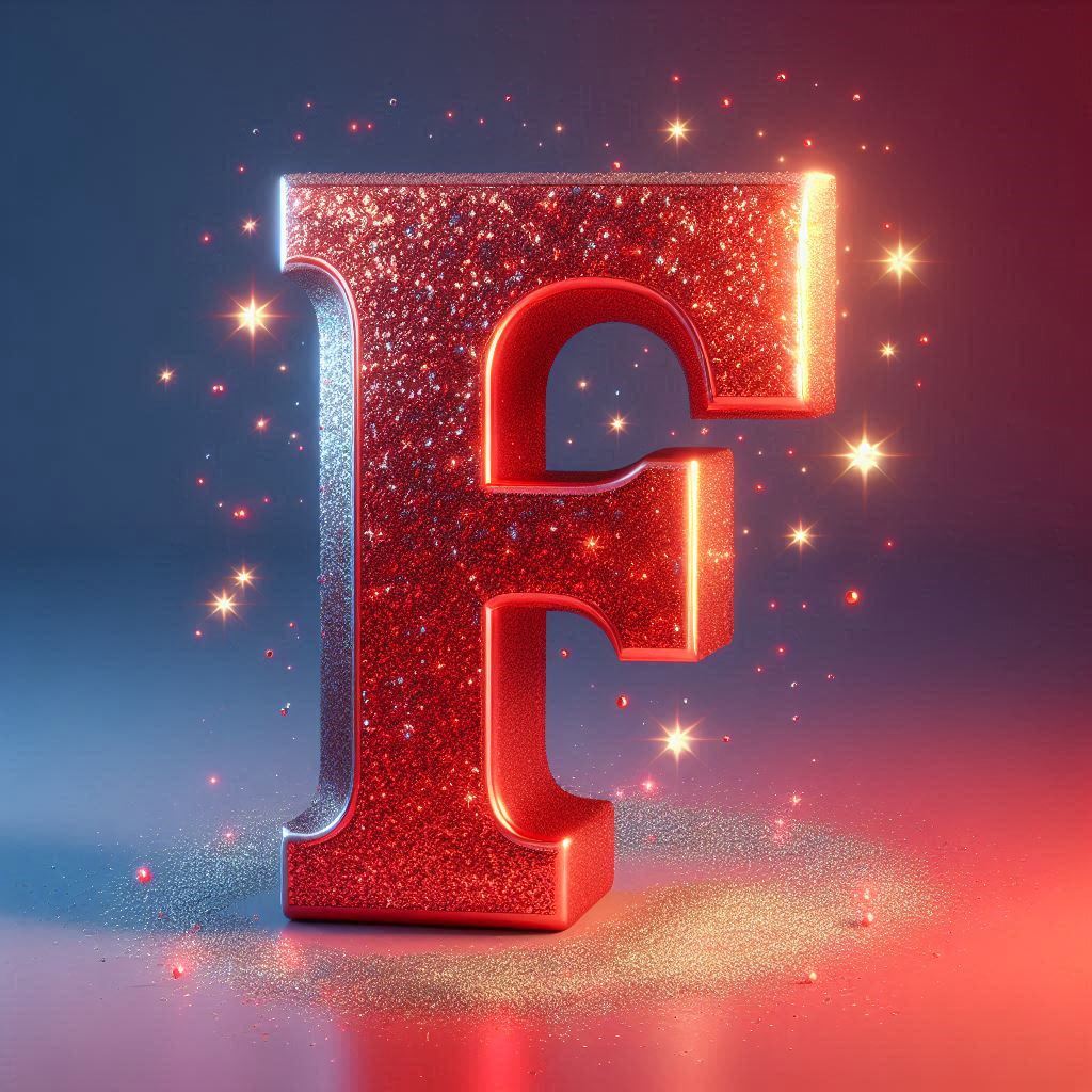 Red glitter — litera F (wariant 2)