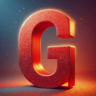 Red glitter — litera G (wariant 2)