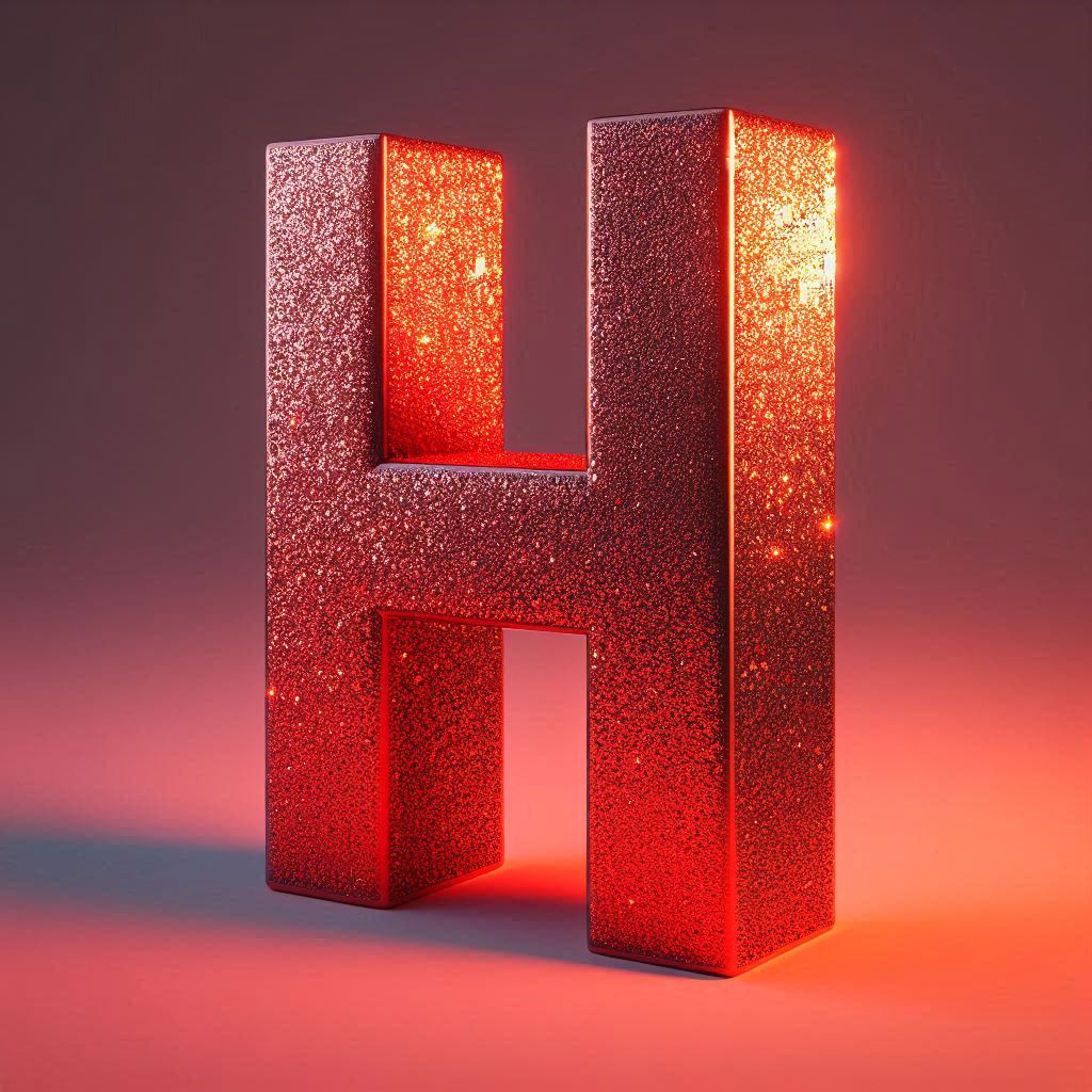 Red glitter — litera H