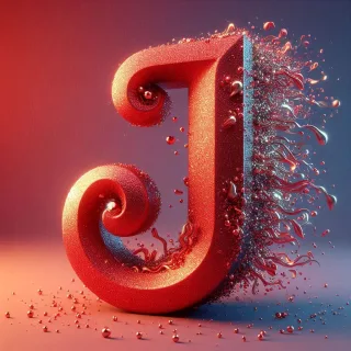 Red glitter — litera J (wariant 2)