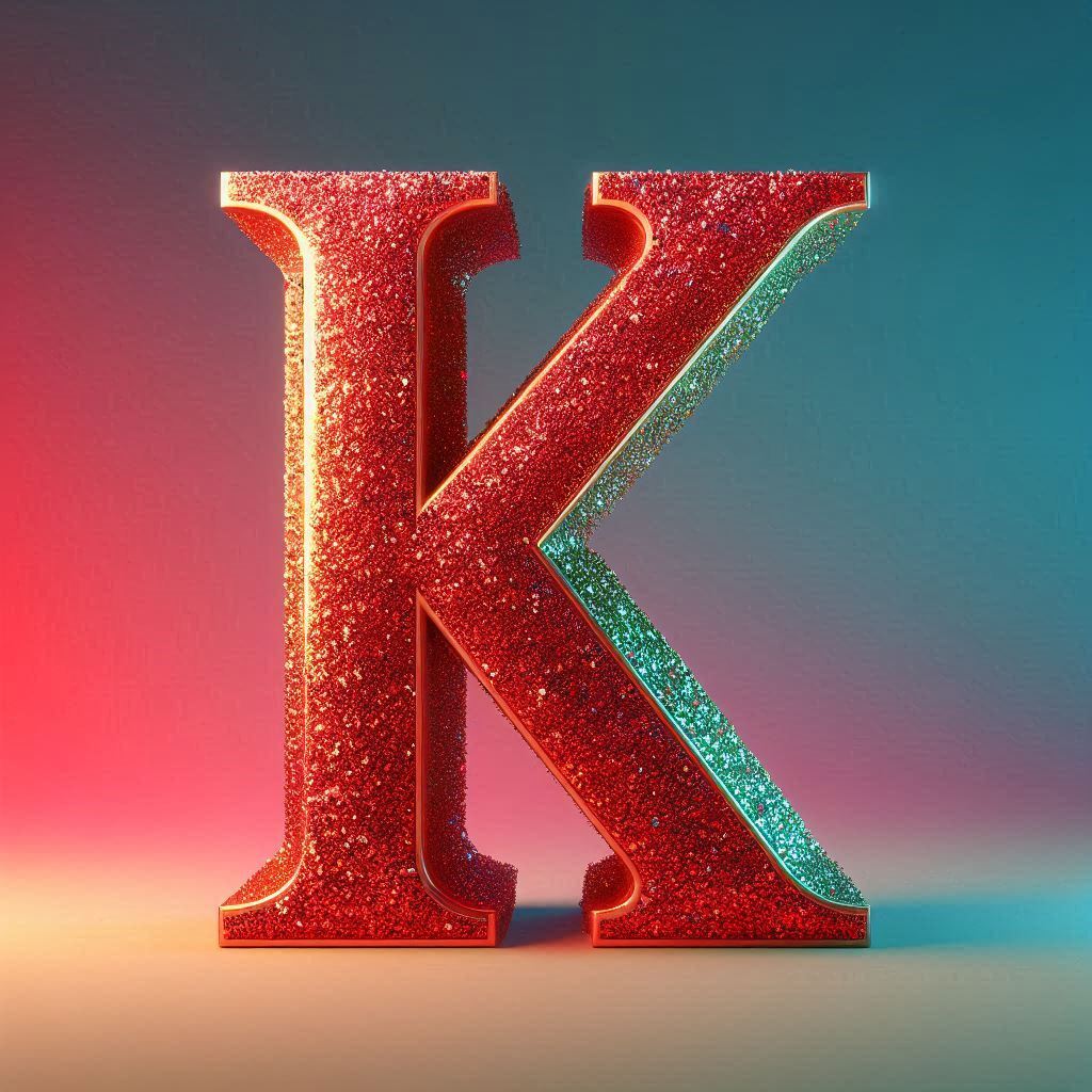Red glitter — litera K