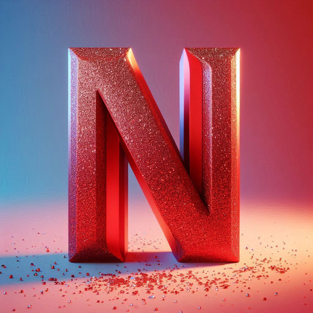 Red glitter — litera N