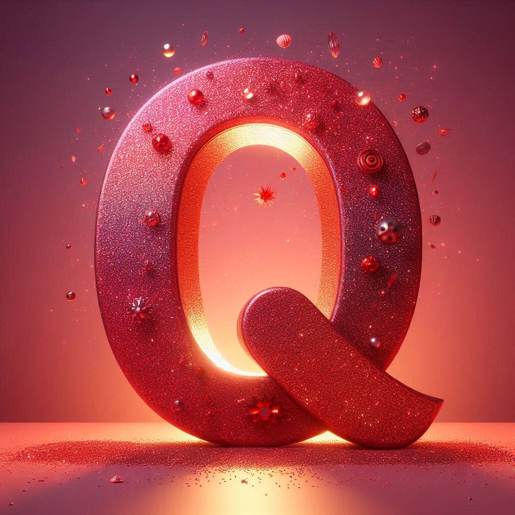 Red glitter — litera Q (wariant 2)