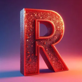 Red glitter — litera R (wariant 2)