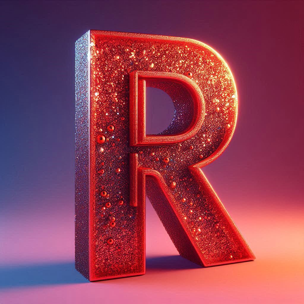 Red glitter — litera R (wariant 2)