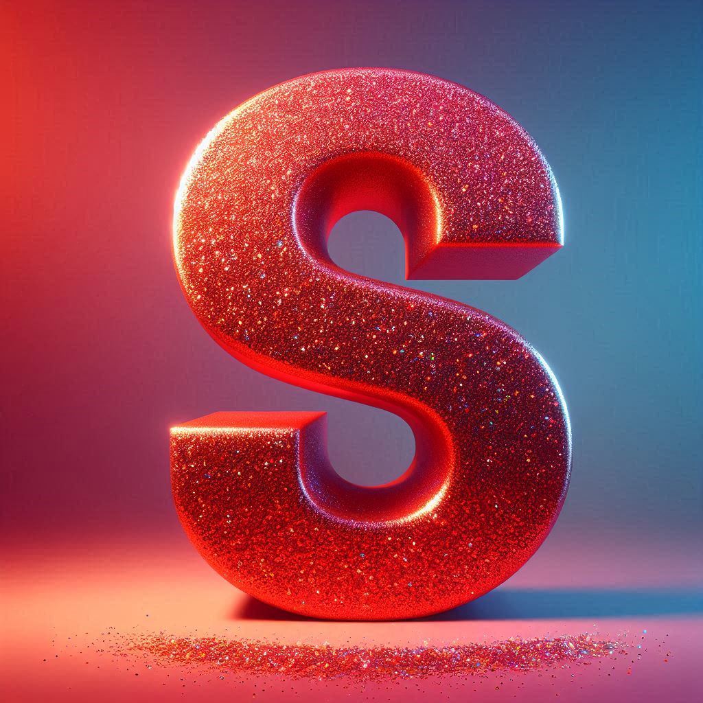Red glitter — litera S (wariant 2)