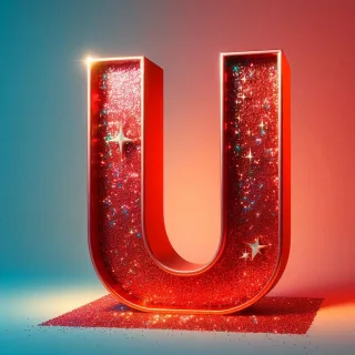 Red glitter — litera U