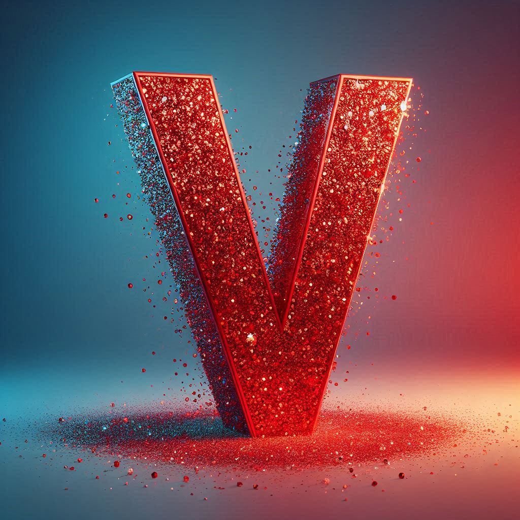Red glitter — litera V (wariant 2)