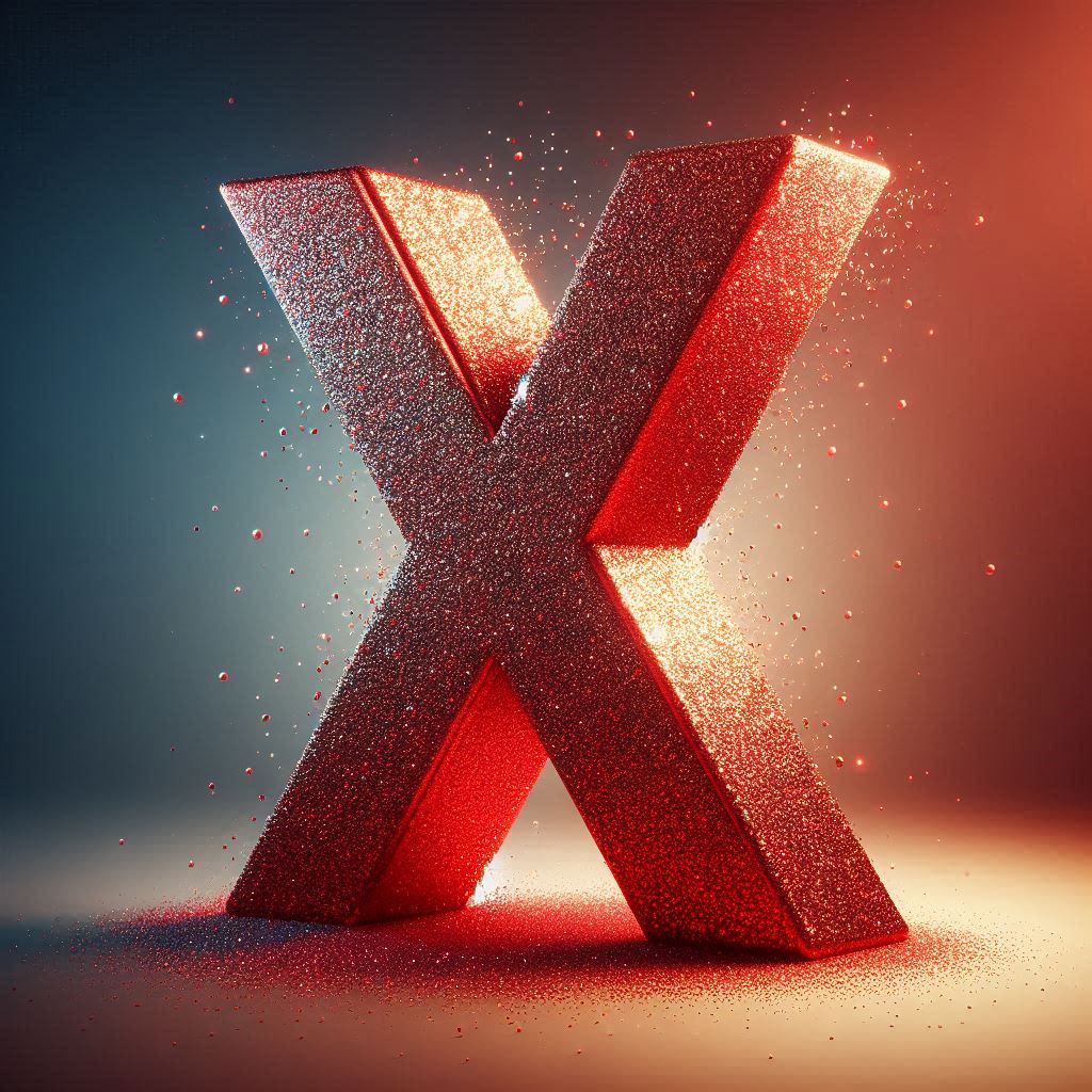 Red glitter — litera X