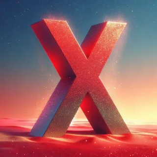 Red glitter — litera X (wariant 2)