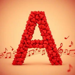 Red hearts — litera A (wariant 2)