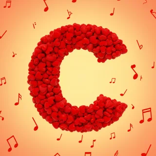 Red hearts — litera C (wariant 2)