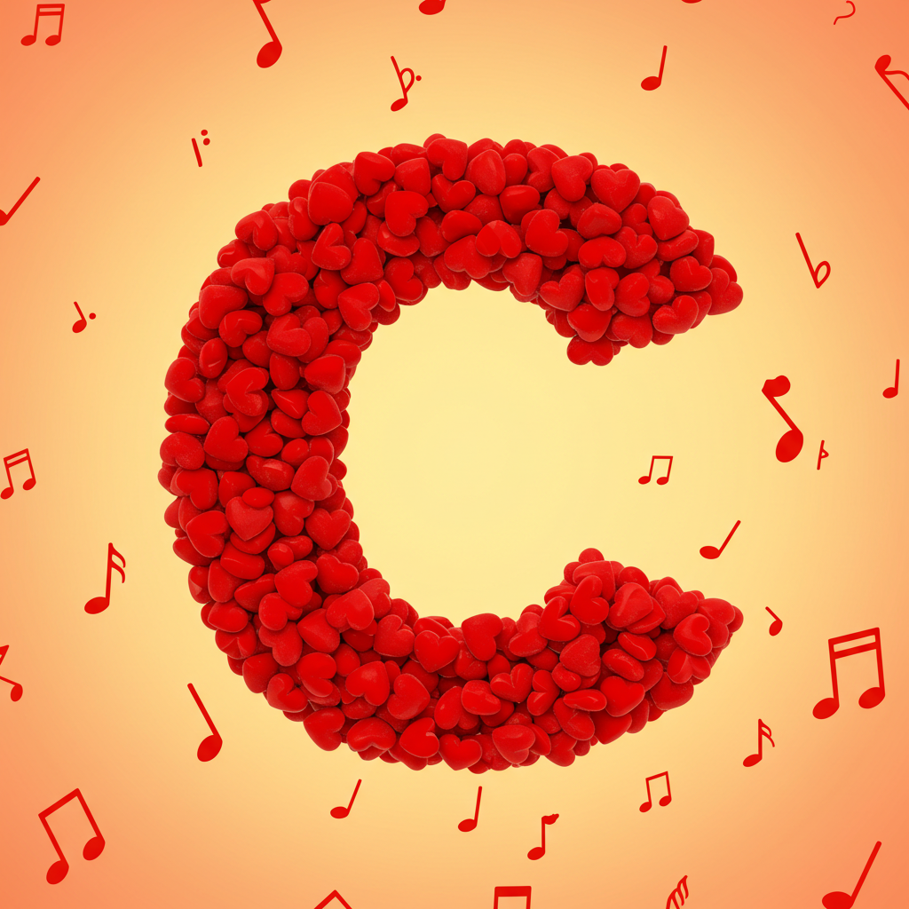 Red hearts — litera C (wariant 2)