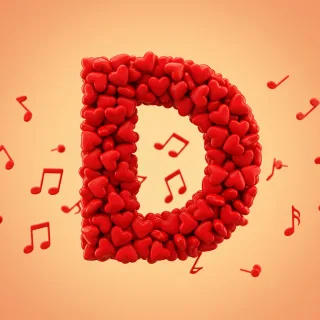 Red hearts — litera D (wariant 2)
