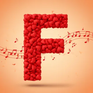 Red hearts — litera F