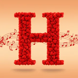 Red hearts — litera H