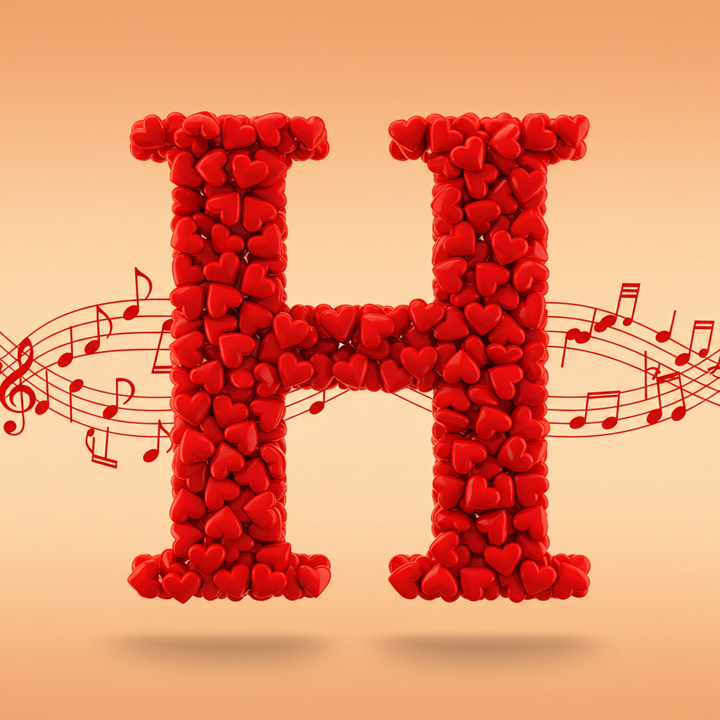 Red hearts — litera H