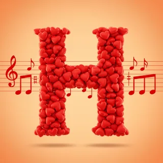 Red hearts — litera H (wariant 2)