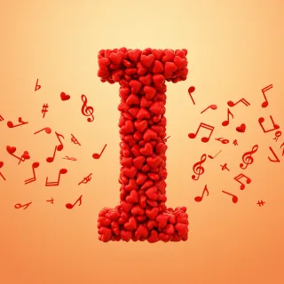 Red hearts — litera I (wariant 2)