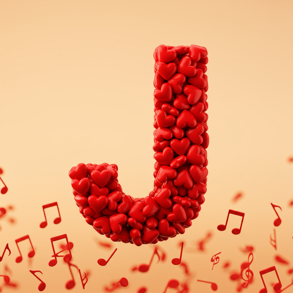 Red hearts — litera J (wariant 2)