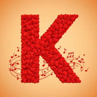 Red hearts — litera K (wariant 2)