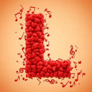Red hearts — litera L (wariant 2)