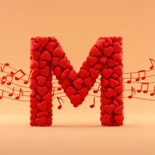 Red hearts — litera M