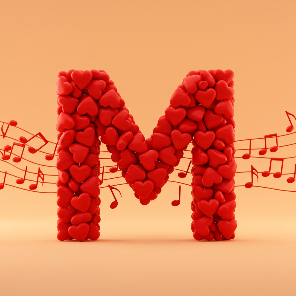 Red hearts — litera M