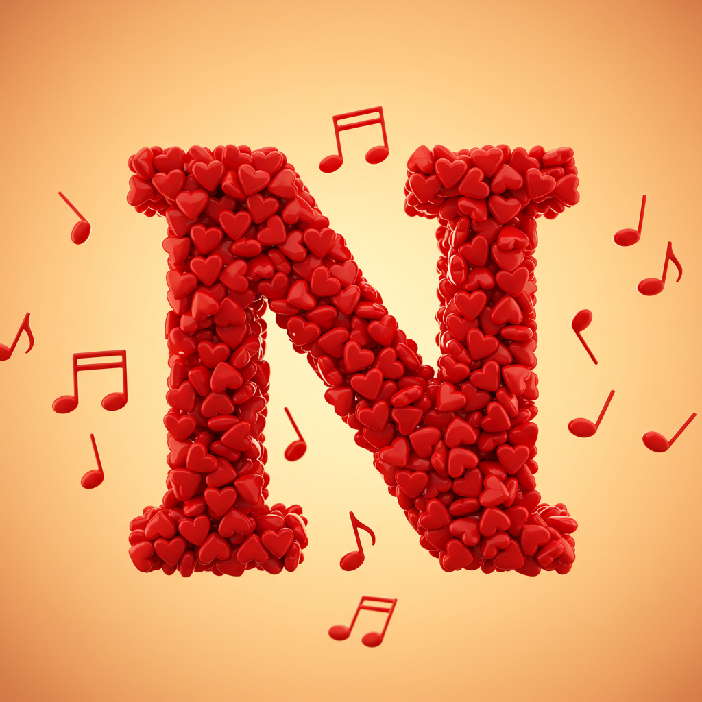 Red hearts — litera N