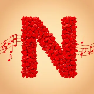 Red hearts — litera N (wariant 2)