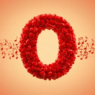 Red hearts — litera O (wariant 2)