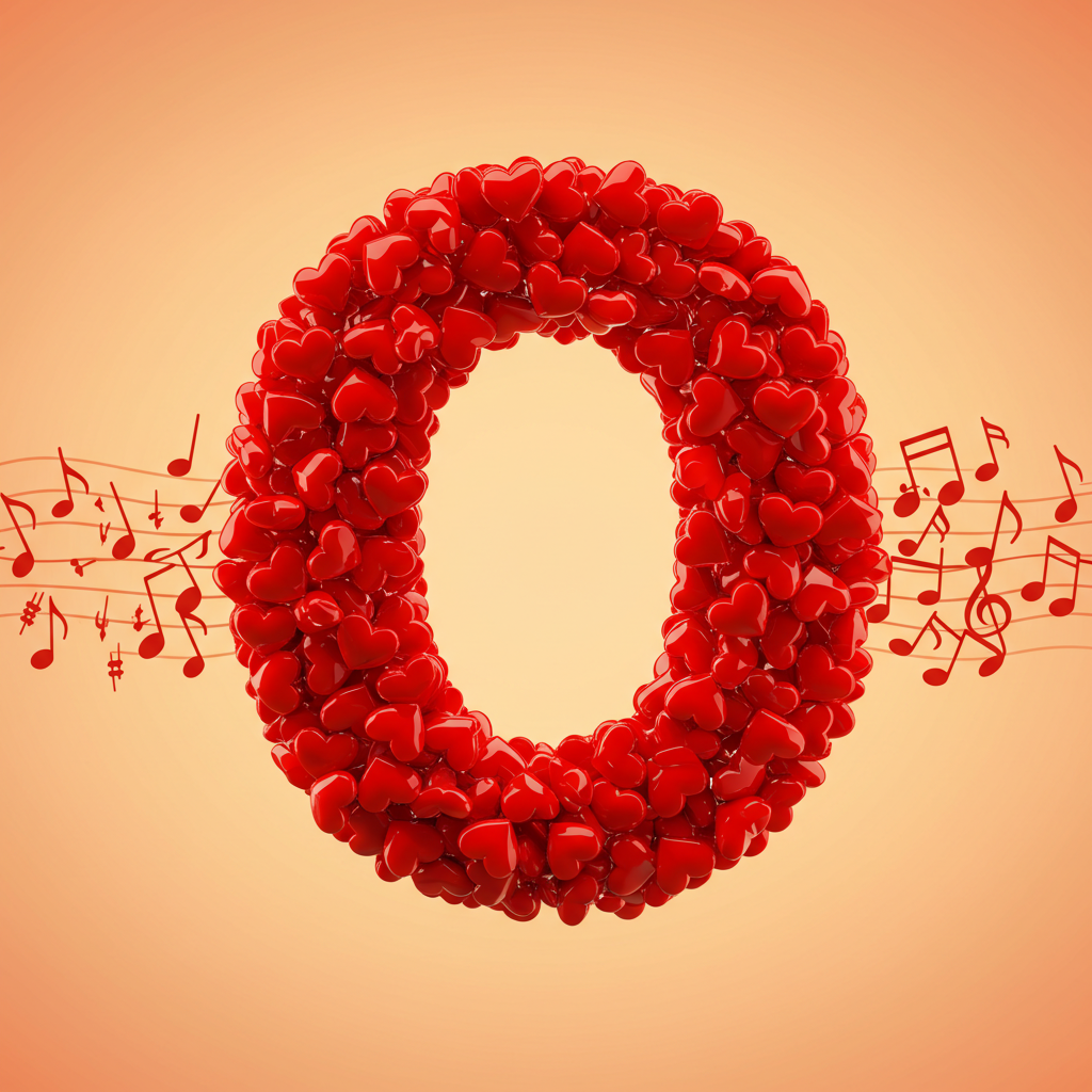 Red hearts — litera O (wariant 2)