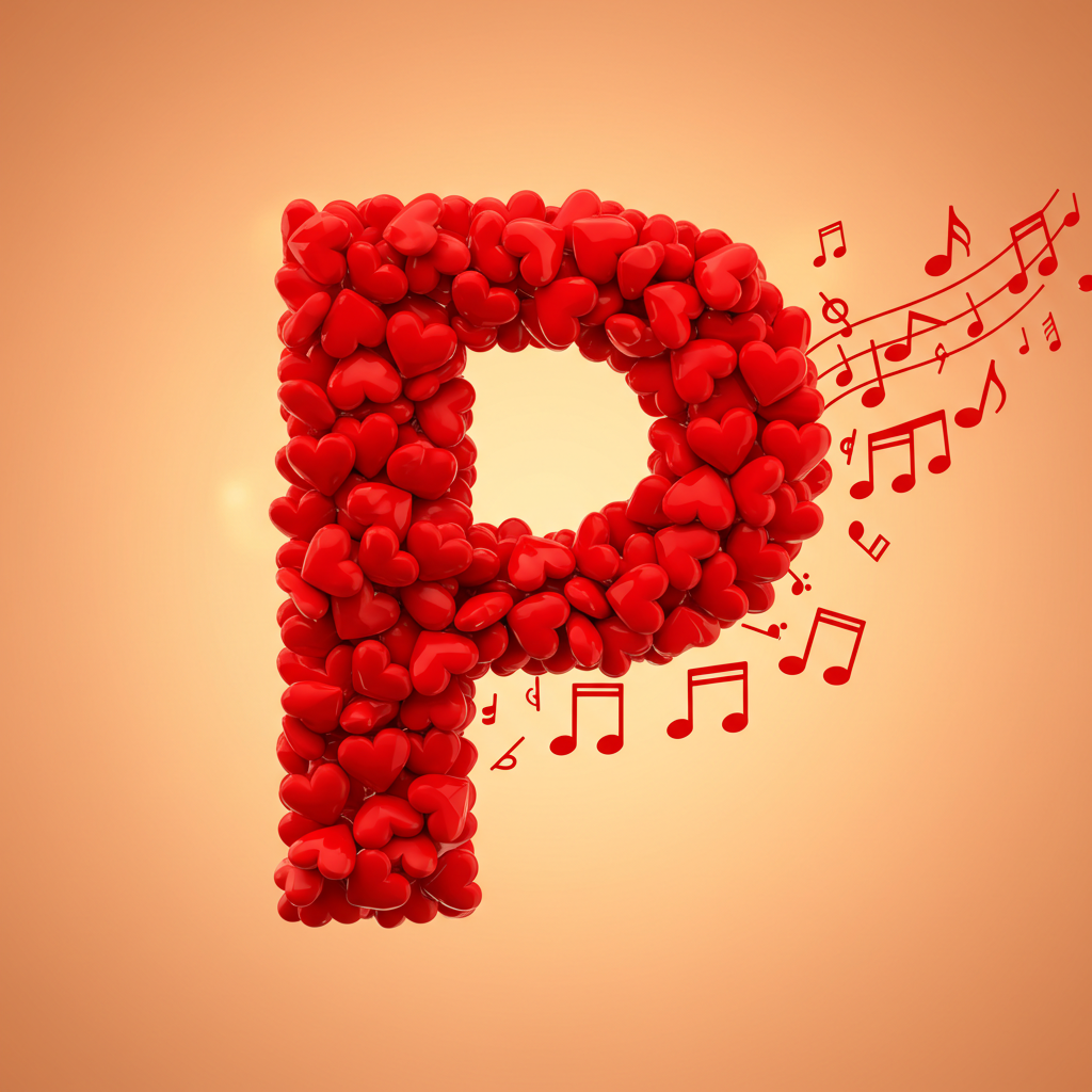 Red hearts — litera P