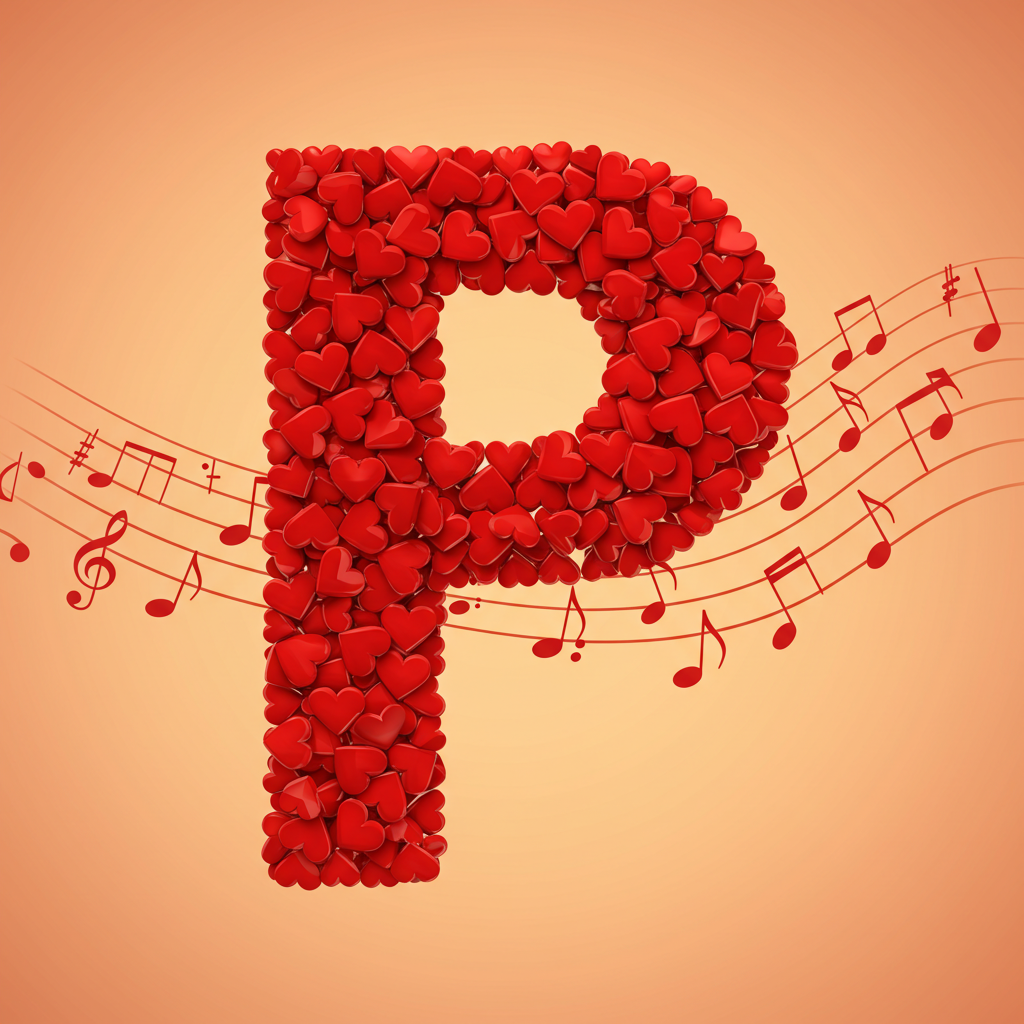 Red hearts — litera P (wariant 2)