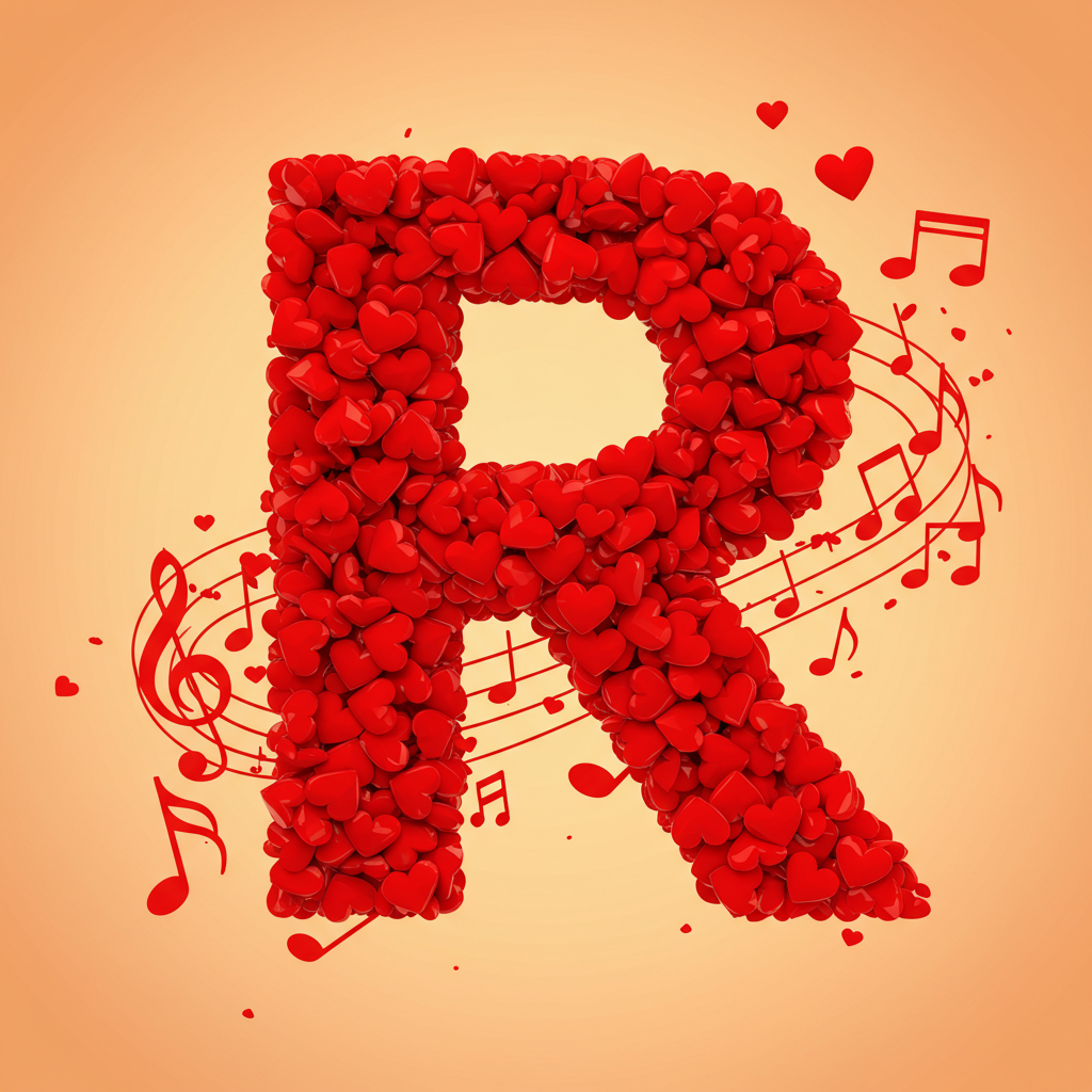 Red hearts — litera R