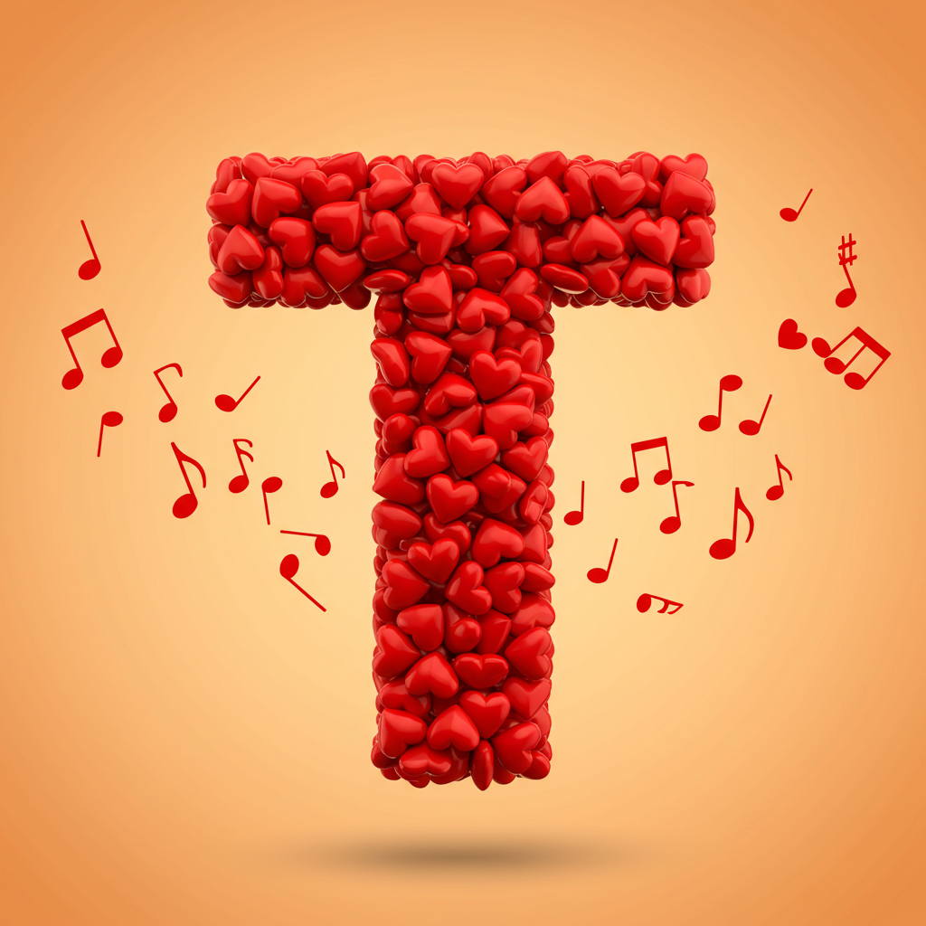 Red hearts — litera T
