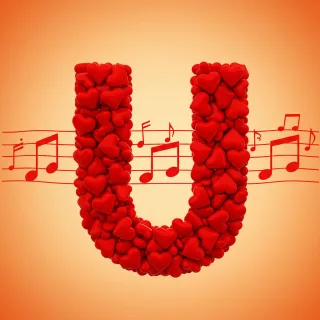 Red hearts — litera U