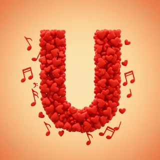 Red hearts — litera U (wariant 2)